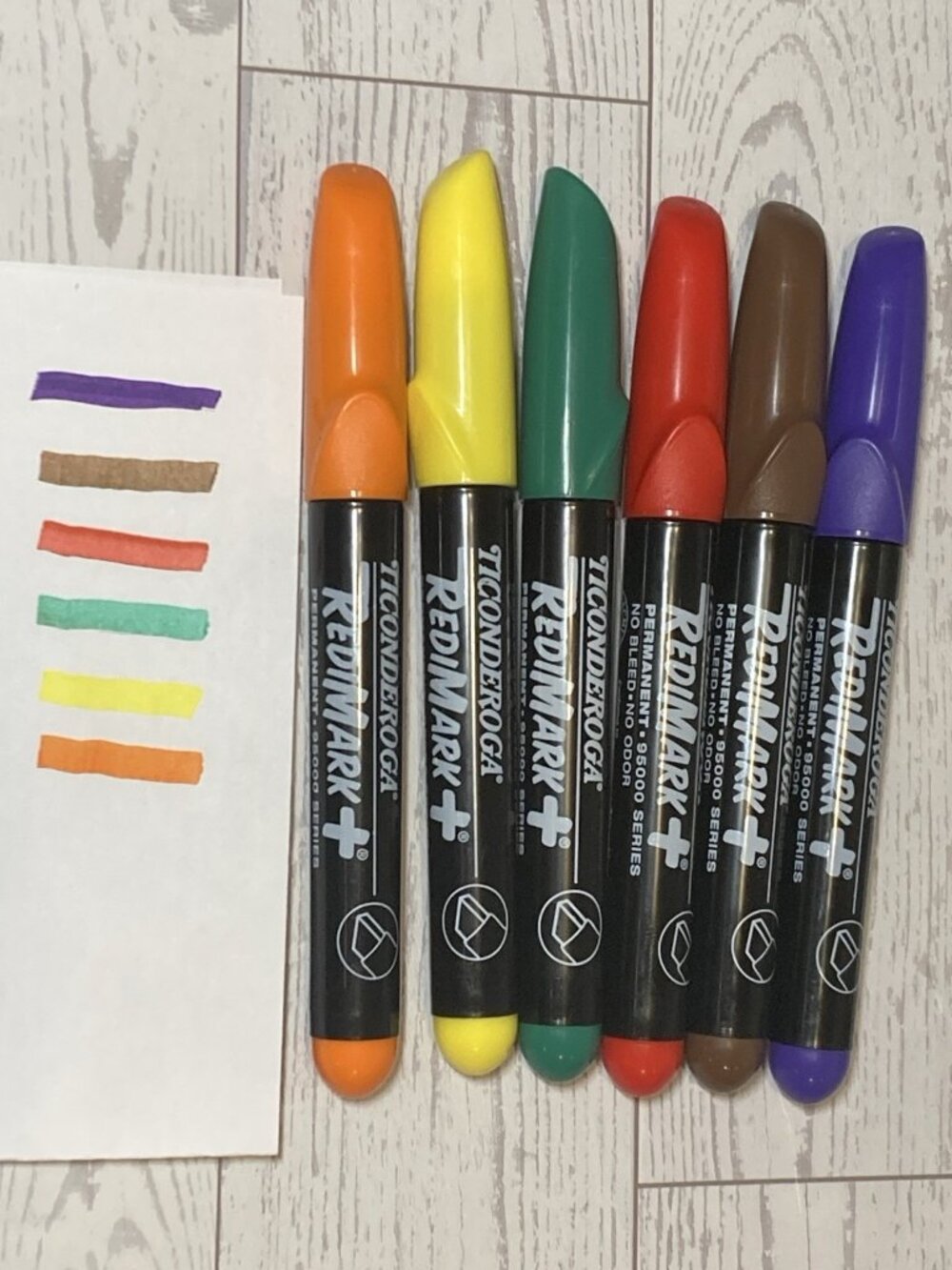 Ticonderoga Permanent Markers  Redimark Orange Yellow Green Red Brown Blue 9500